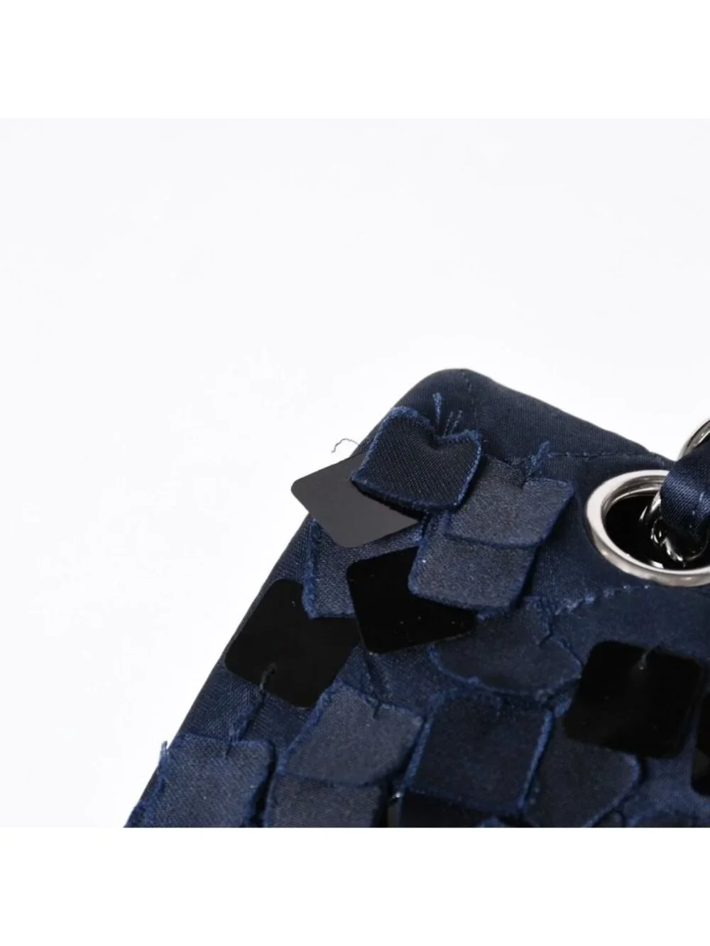 Chanel Quilted 25 Double Flap Chain Shoulder Bag CC Logo Satin Sequin Navy